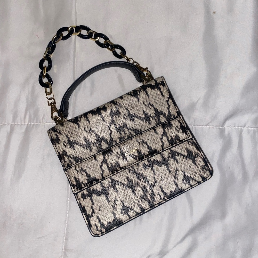 Aldo Black and Cream Snakeskin Shoulder Bag